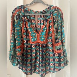 Anthropologie Tolani Silk Peasant Blouse S